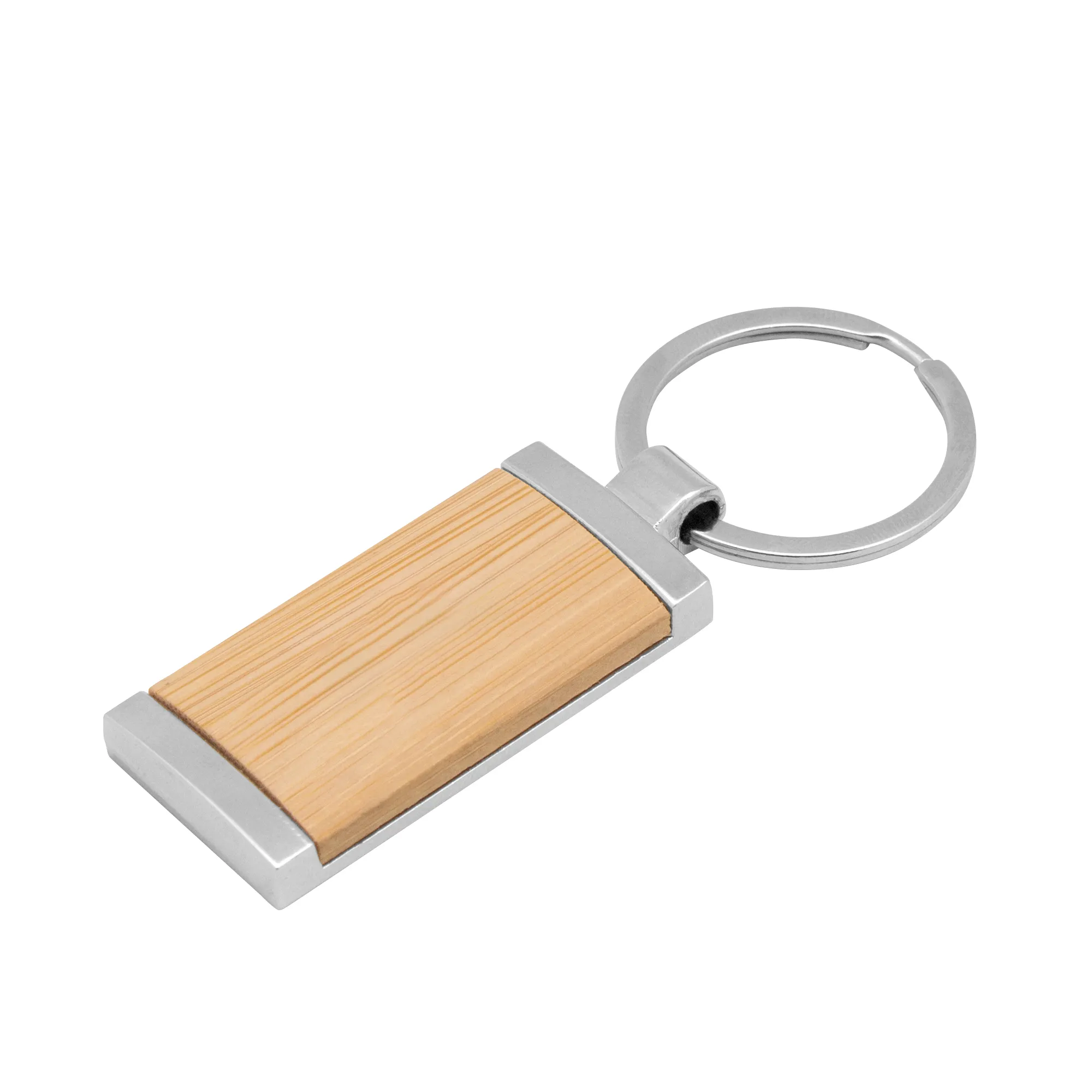 Llavero de bambú TAG — vista lateral — para regalo empresarial con logo