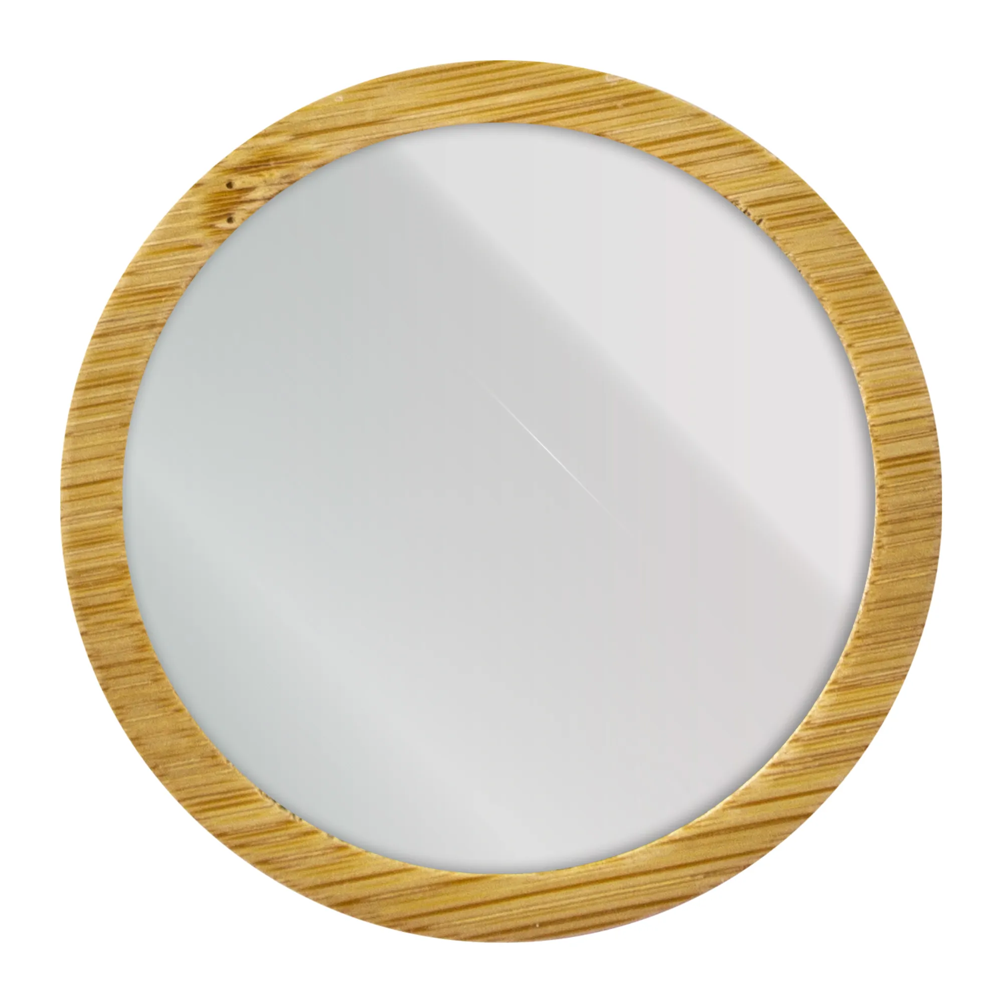 ESPEJO DE BAMBÚ CIRCULAR ¨BELLA¨ — vista lateral — para regalo empresarial con logo