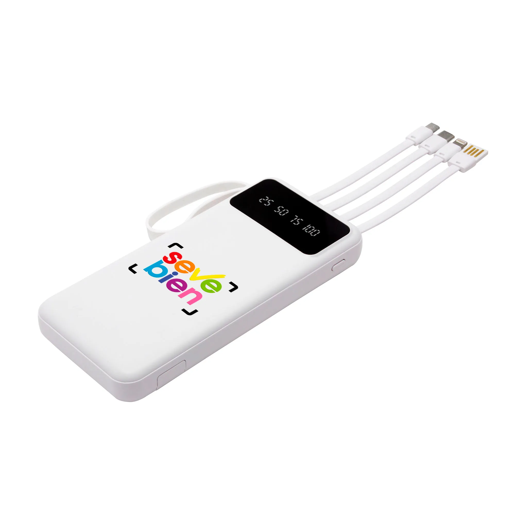 Powerbank Multipuerto Michigan — Producto de plástico — personalizado con impresión de marca corporativa