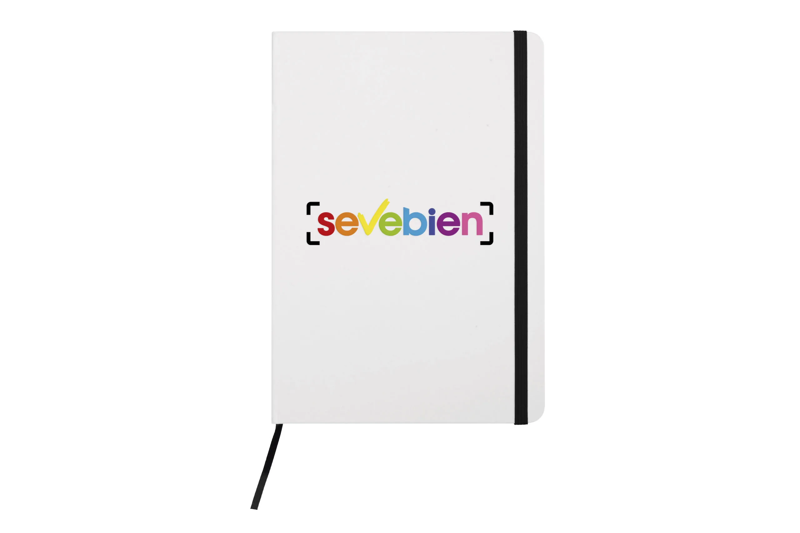 Libreta mediana “White” — de papel — personalizada con impresión de marca corporativa