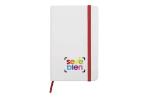 Libreta pequeña “White” — de papel — personalizada con impresión de marca corporativa