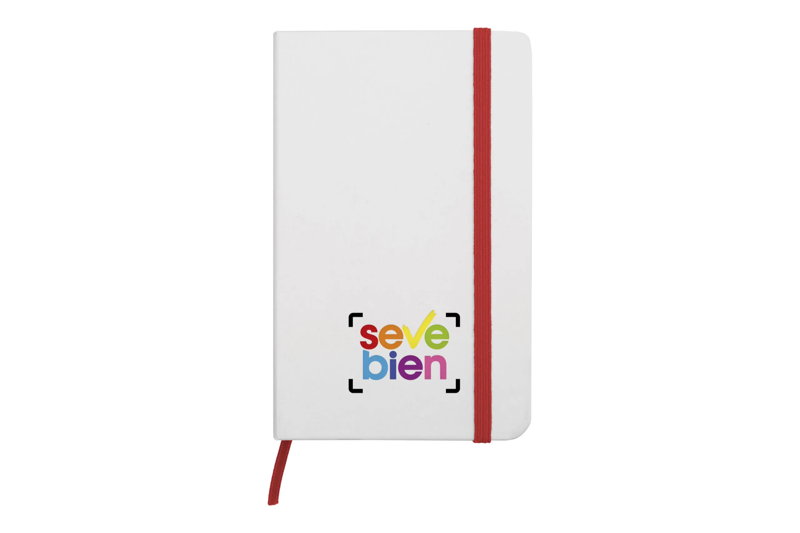 Libreta pequeña “White” — de papel — personalizada con impresión de marca corporativa
