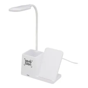 Organizador de escritorio con lámpara MINIOFFICE — Producto de plástico — personalizado con impresión de marca corporativa