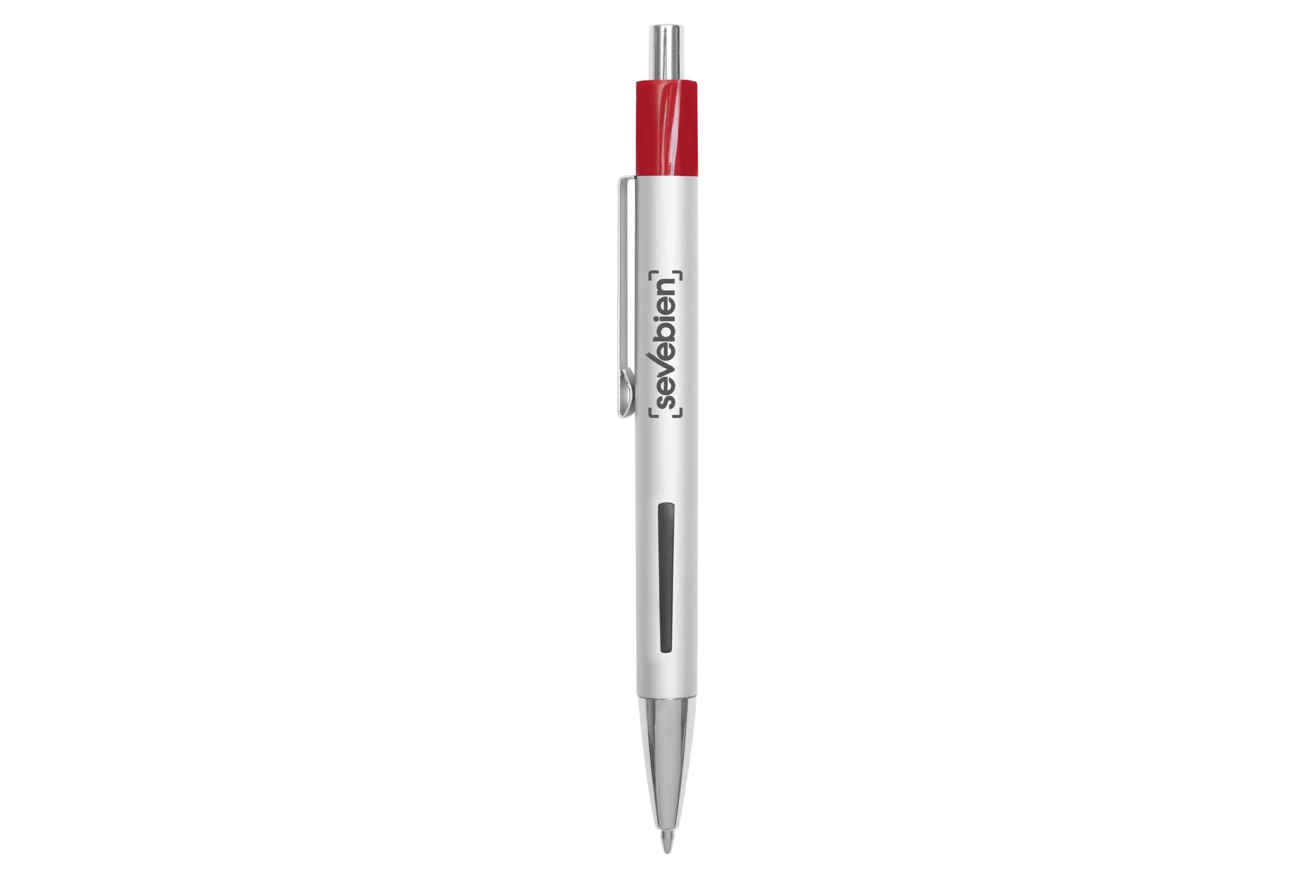 BOLÍGRAFO SILVER — de plástico color plateado — personalizado con impresión de marca corporativa