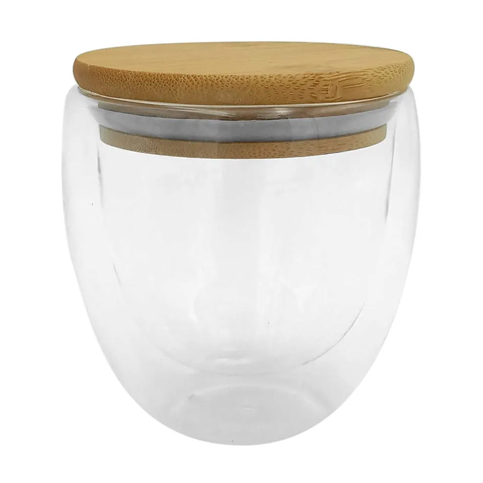 Taza doble vidrio ¨Colombia¨ — vista lateral — para regalo empresarial con logo