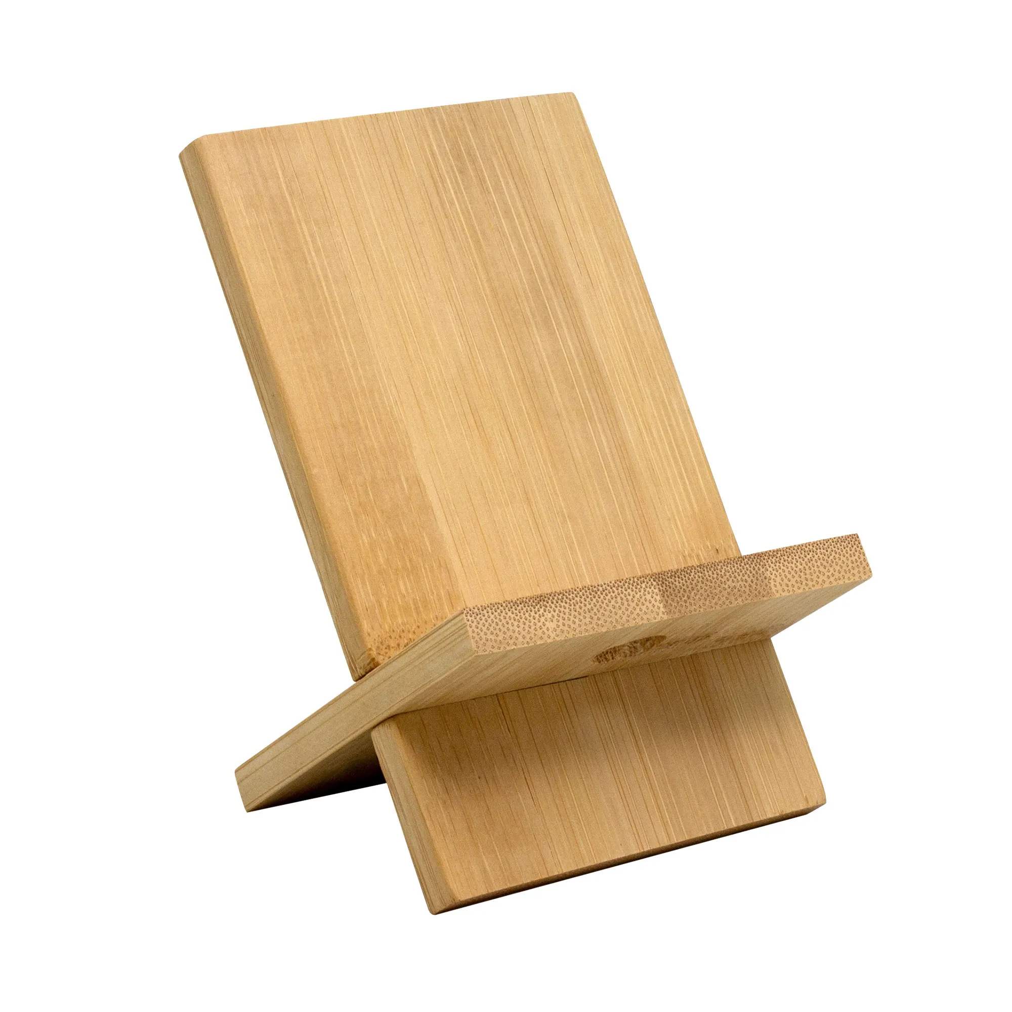Soporte de escritorio para celular BAMBOFFICE — vista lateral — para regalo empresarial con logo