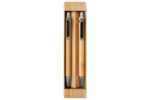 Set De Boligrafo Y Lapiz Mecanico De Bambu Nagano Duo — Bolígrafo de madera color de bambú — personalizado con impresión d...