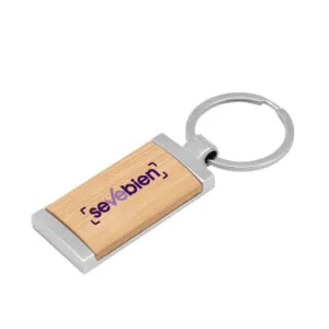 Llavero de bambú TAG — de madera color de bambú — personalizado con impresión de marca corporativa