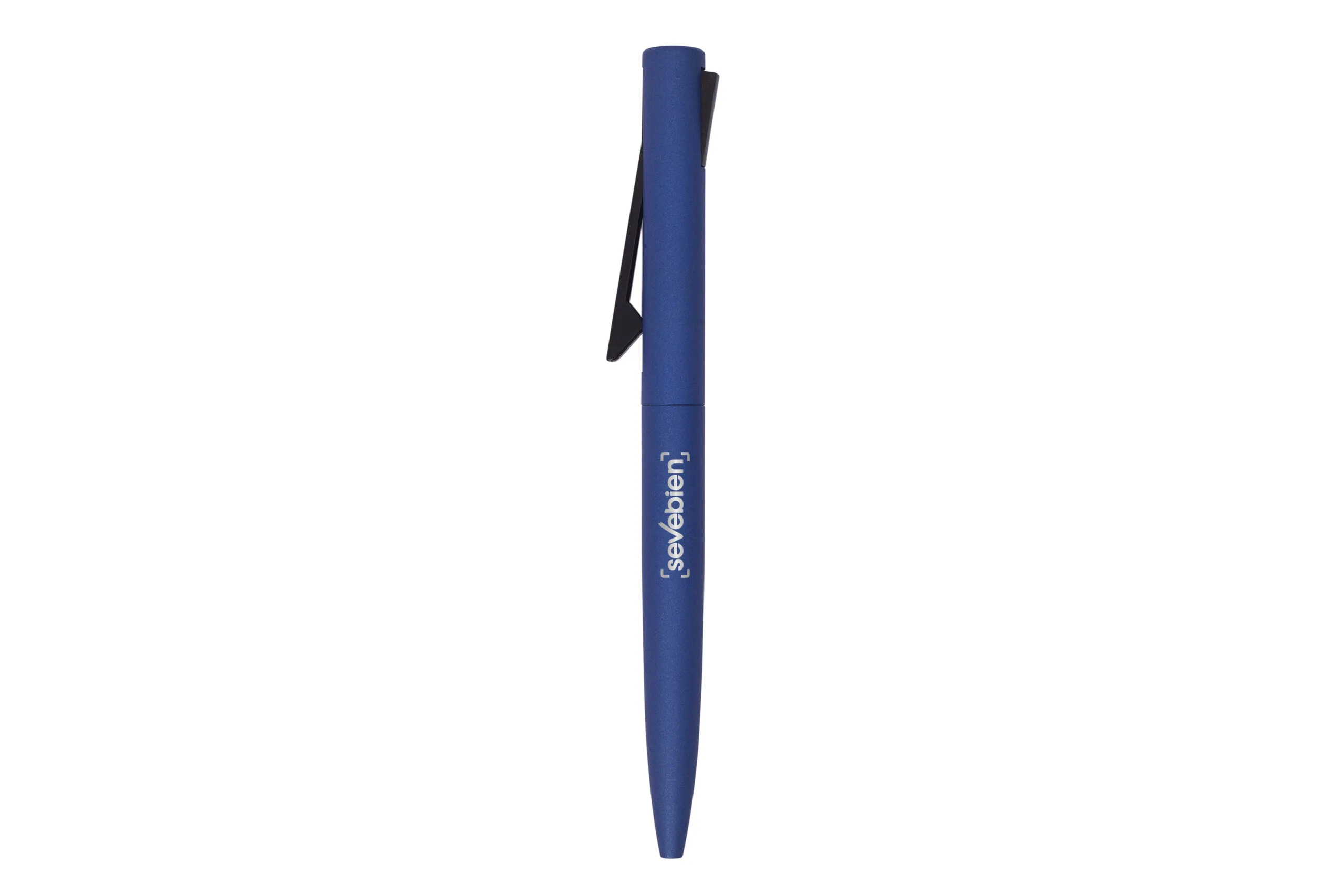 BOLÍGRAFO BREST TINTA AZUL — de plástico color azul — personalizado con impresión de marca corporativa