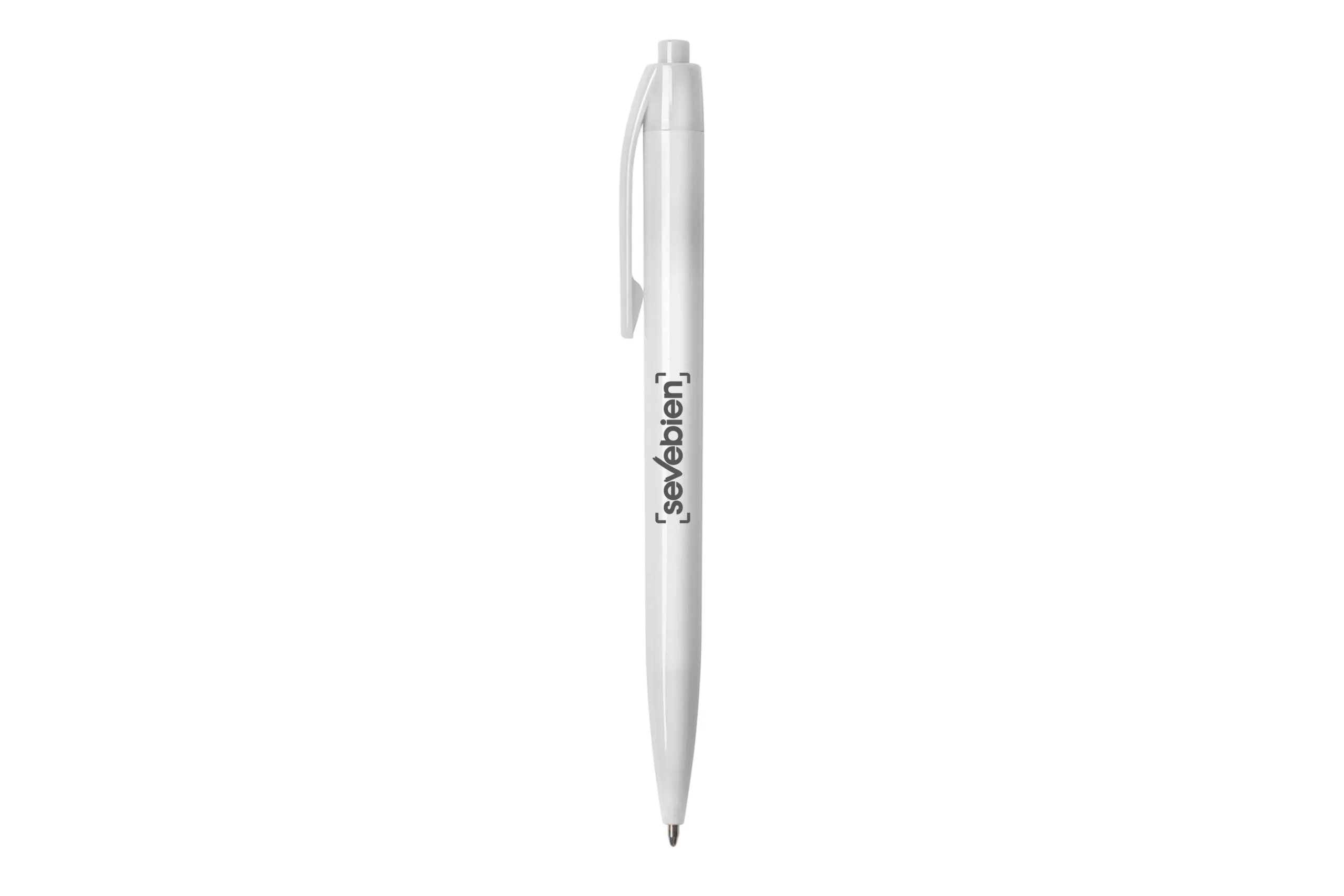 Bolígrafo NANDO Tinta azul — de plástico color azul — personalizado con impresión de marca corporativa