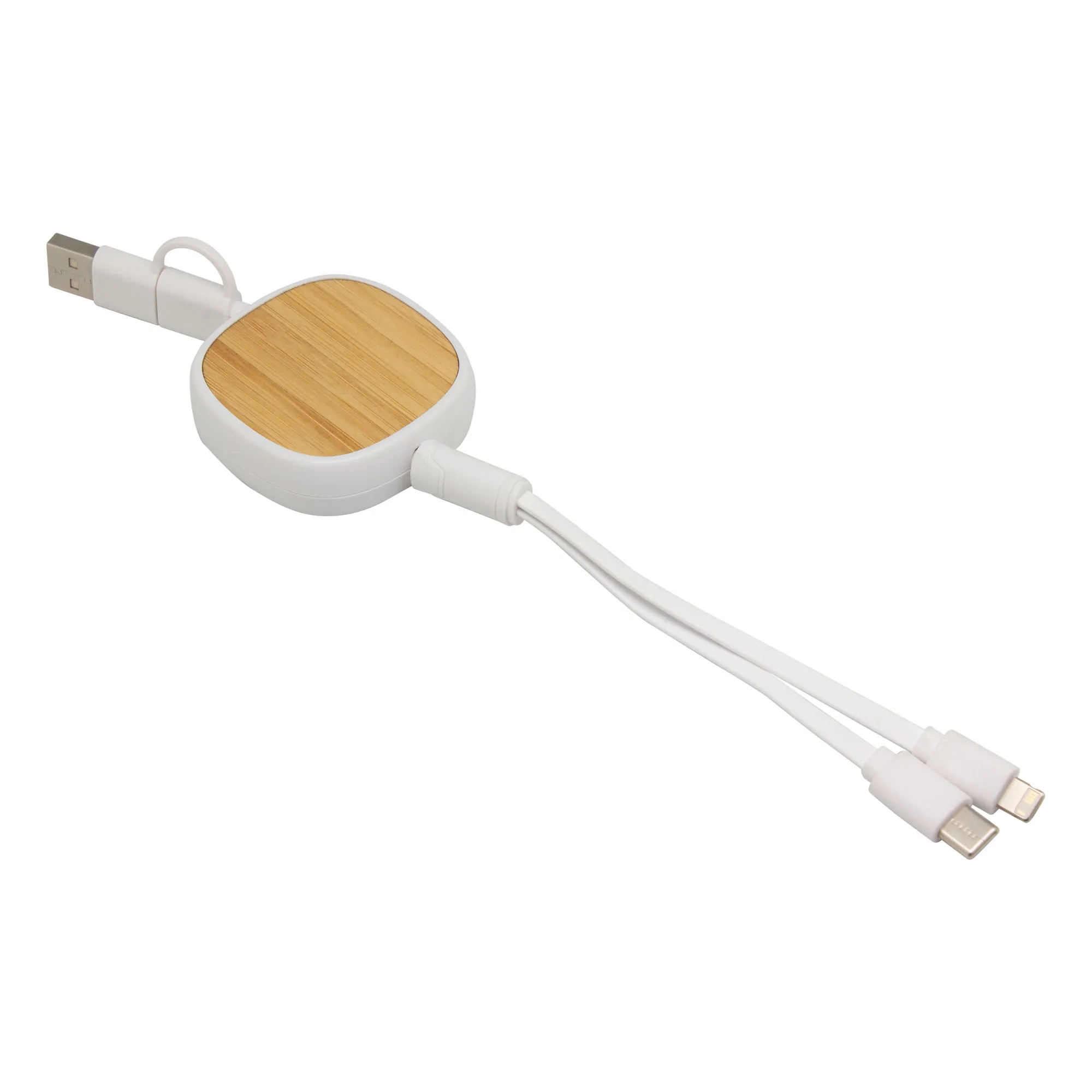 Cable retráctil de carga CONNY — vista lateral — para regalo empresarial con logo