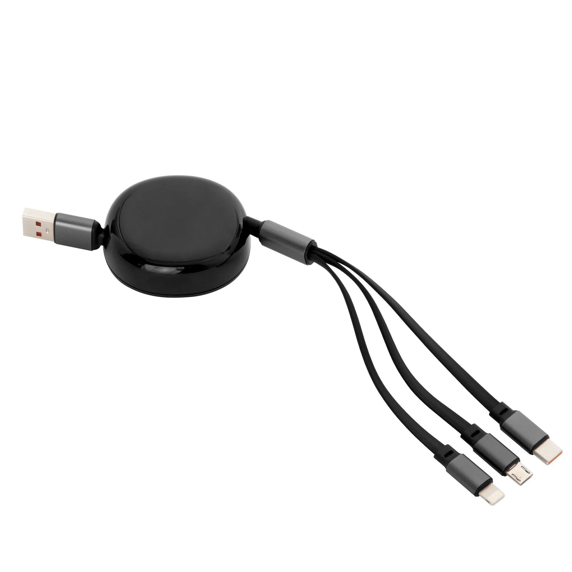 Cable retráctil de carga JACK — vista lateral — para regalo empresarial con logo