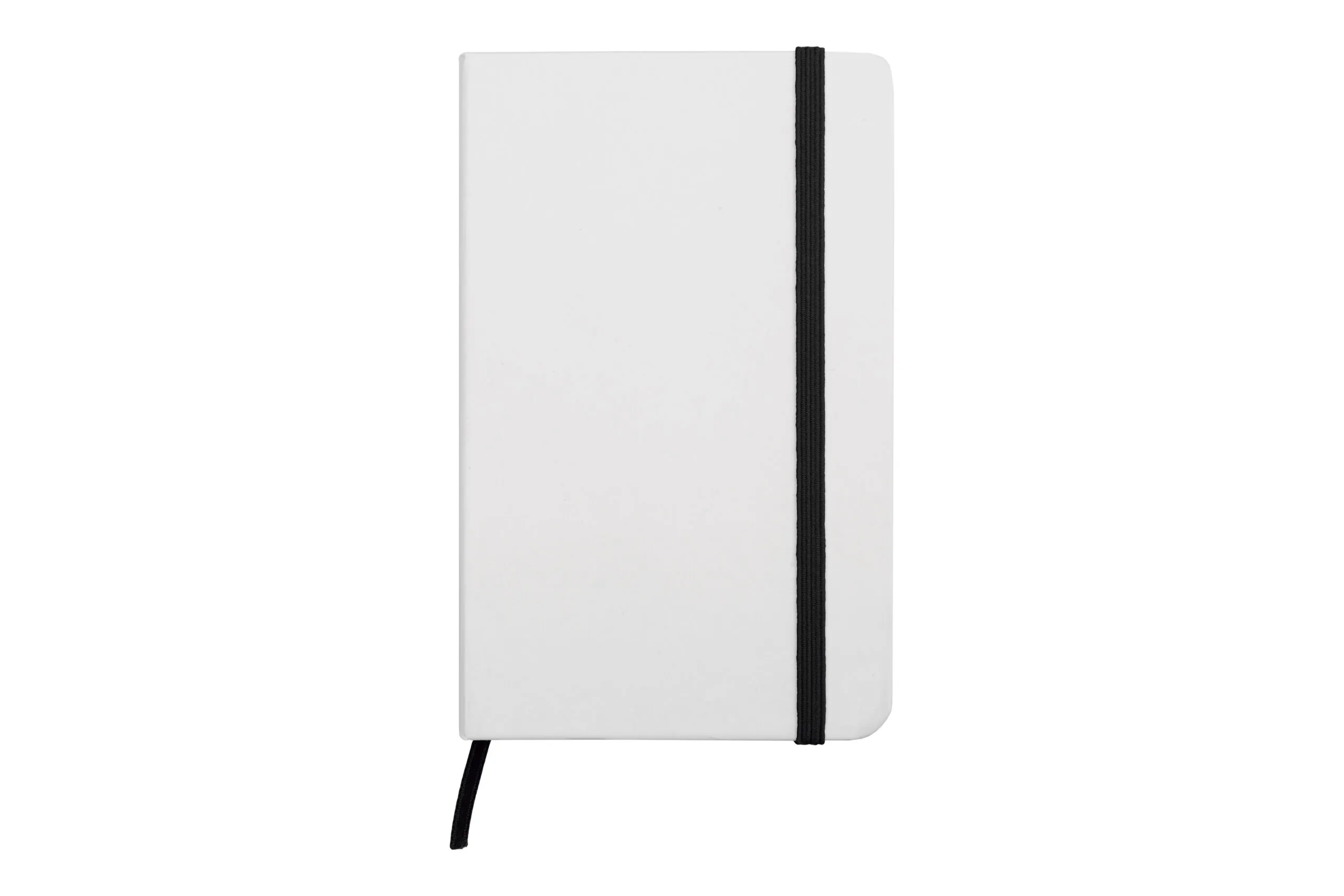 Libreta pequeña “White” — en uso — impresa con marca empresarial