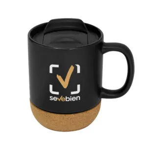 Taza MIKA — de cerámica — personalizada con impresión de marca corporativa