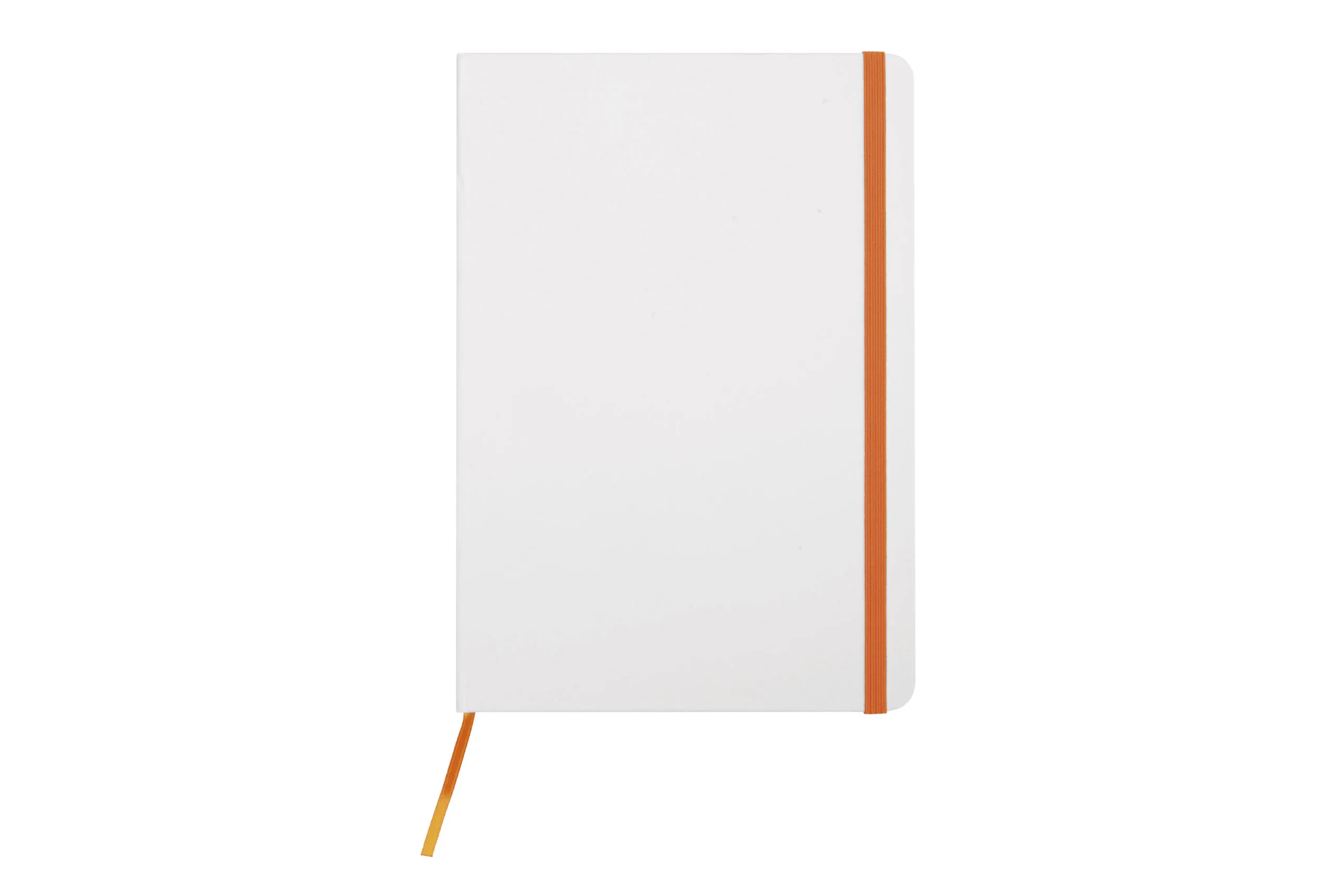 Libreta mediana “White” — en uso — impresa con marca empresarial
