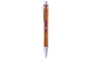 BOLÍGRAFO DE BAMBÚ NAGANO PEN TINTA AZUL — de madera color de bambú — personalizado con impresión de marca corporativa