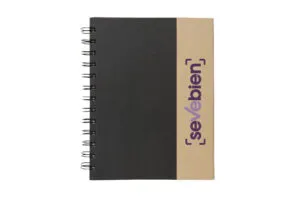 LIBRETAS ECO — de papel color ecológico — personalizada con impresión de marca corporativa