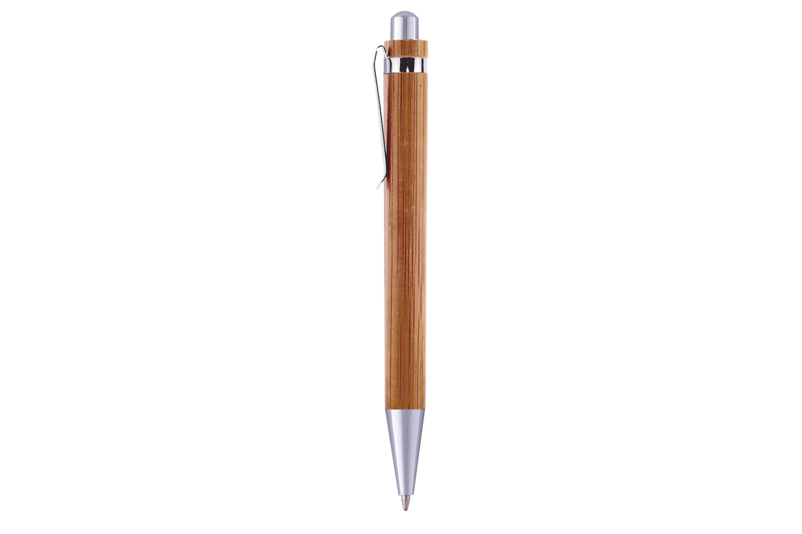 BOLÍGRAFO DE BAMBÚ NAGANO PEN TINTA AZUL — vista lateral — para regalo empresarial con logo