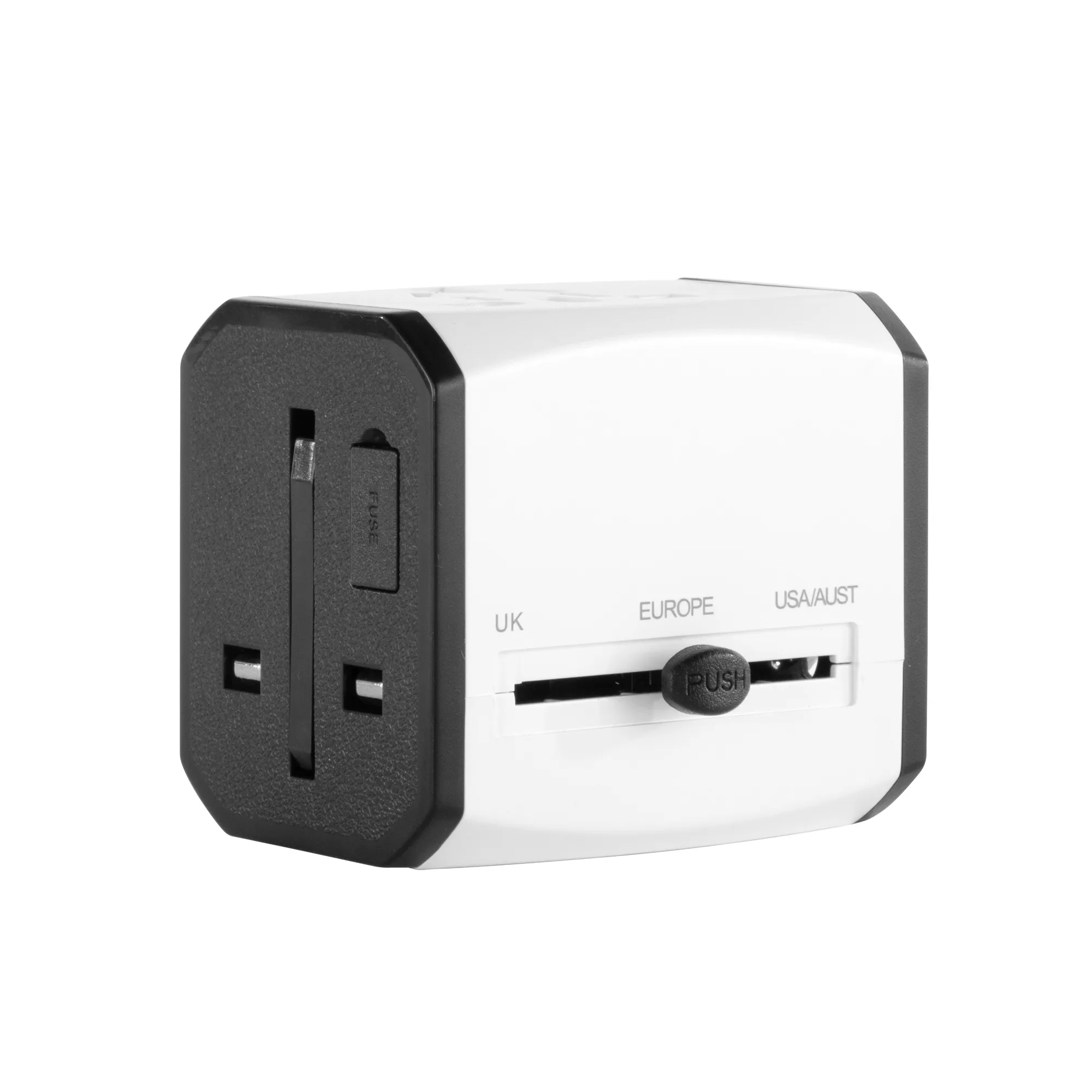 Adaptador Universal Travis — vista lateral — para regalo empresarial con logo