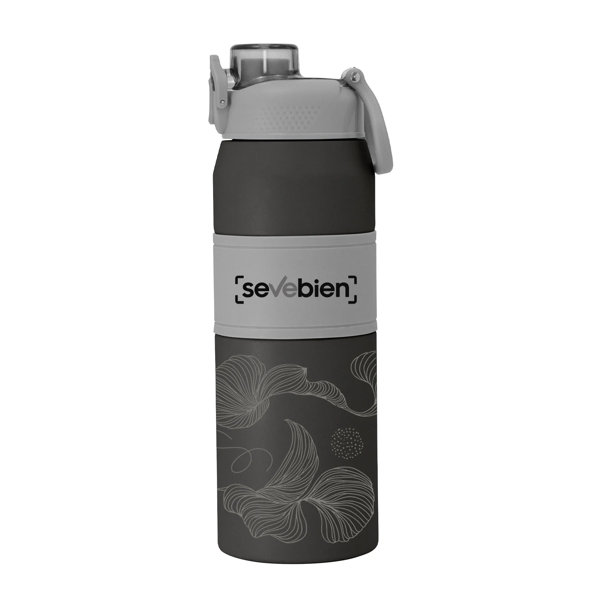 Botella térmica PUSH — de acero inoxidable — personalizada con impresión de marca corporativa