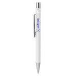 Boligrafo ANNY Tinta azul — Bolígrafo de plástico color azul — personalizado con impresión de marca corporativa