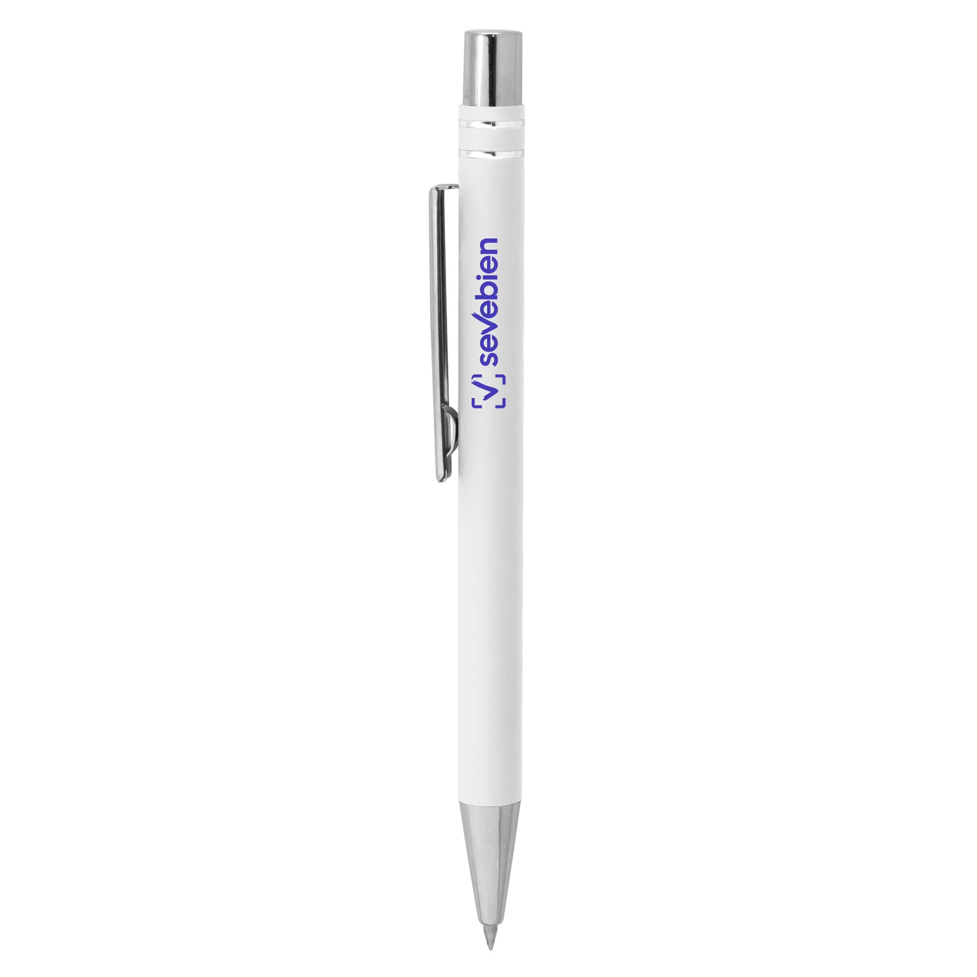 Boligrafo ANNY Tinta azul — Bolígrafo de plástico color azul — personalizado con impresión de marca corporativa
