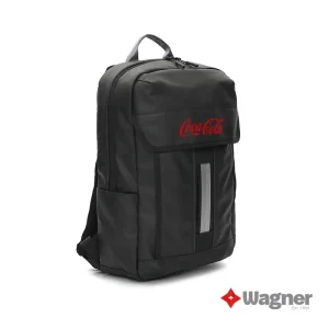 Mochila corporativa negra modelo Laufen con compartimento principal amplio y logo bordado