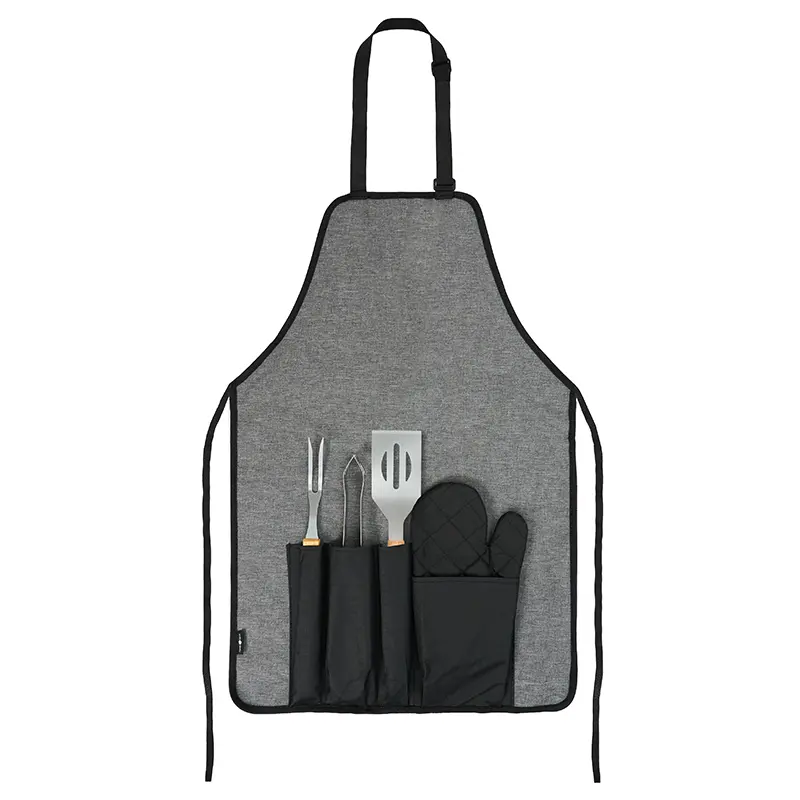 Set bbq Delantal Grill — vista lateral — para regalo empresarial con logo
