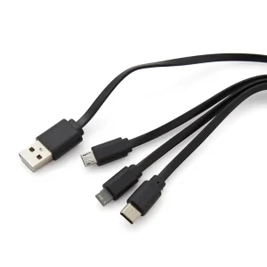 Cable 3 en 1 con organizador rectangular de Wheat Straw y tres puntas de conexión
