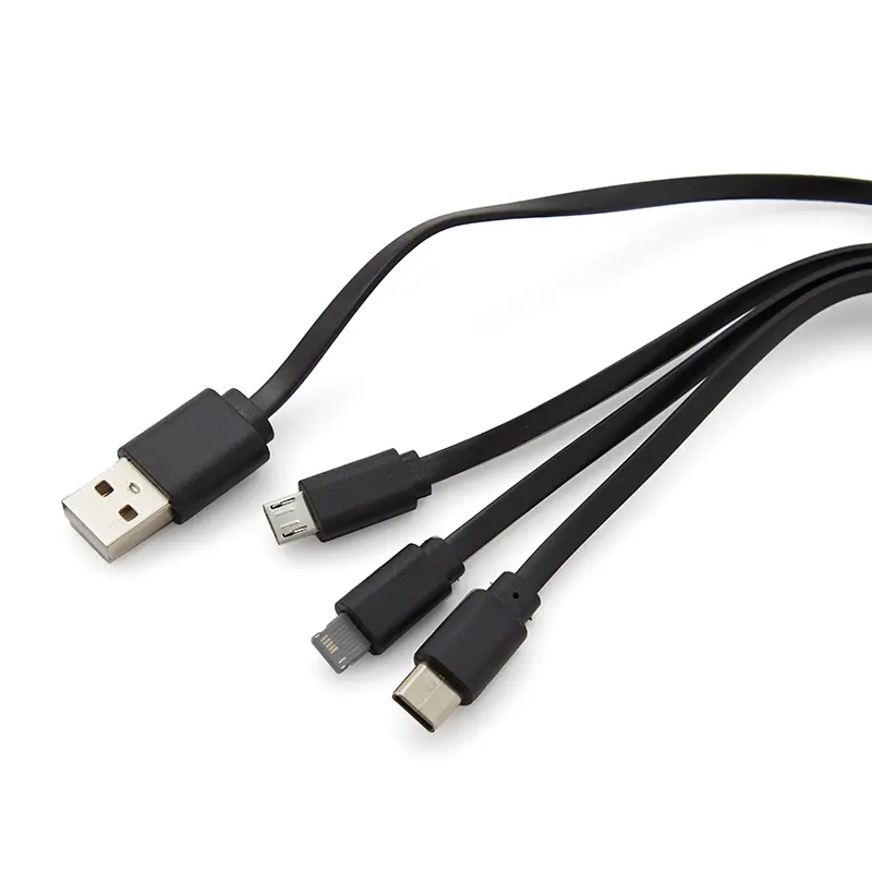 Cable 3 en 1 con organizador rectangular de Wheat Straw y tres puntas de conexión