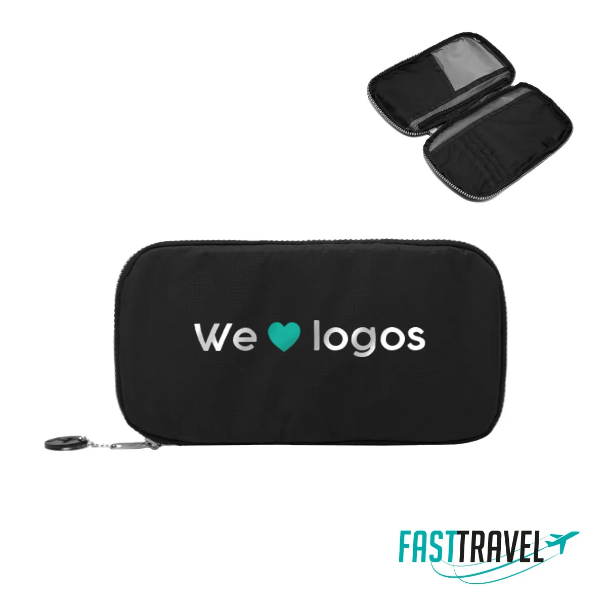 FT Passport Holder — vista lateral — para regalo empresarial con logo