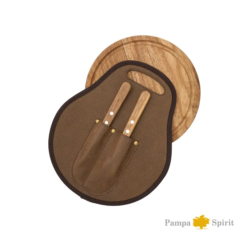 Set de Asado Estribo — vista lateral — para regalo empresarial con logo