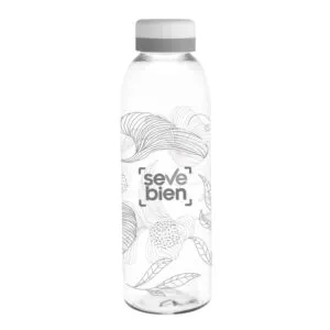 Botella baladina White — de acero inoxidable color blanco — personalizada con impresión de marca corporativa