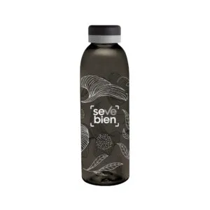 Botella baladina Full Black — de acero inoxidable color negro — personalizada con impresión de marca corporativa