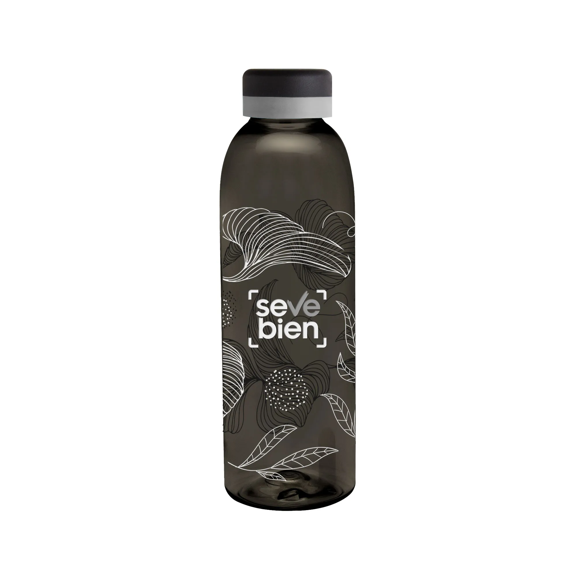 Botella baladina Full Black — de acero inoxidable color negro — personalizada con impresión de marca corporativa