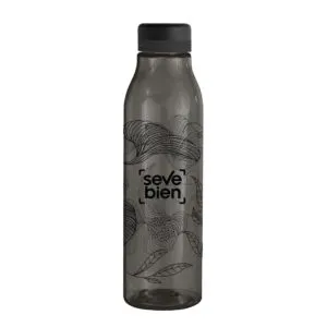 Botella Andina Full Black 2 — de acero inoxidable color negro — personalizada con impresión de marca corporativa