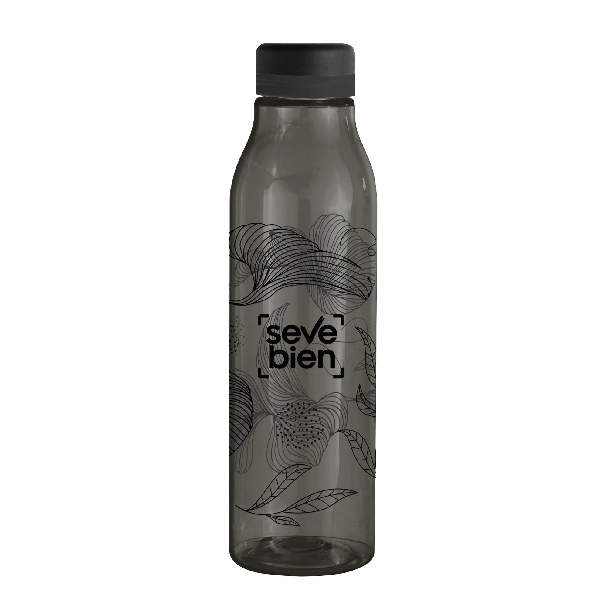 Botella Andina Full Black 2 — de acero inoxidable color negro — personalizada con impresión de marca corporativa