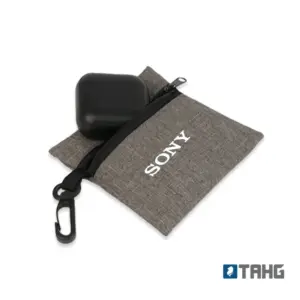 Porta objetos de poliéster bicolor con cierre y gancho — promocional con serigrafía para empresas