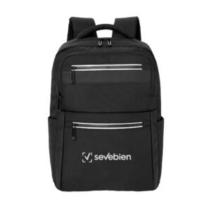 Mochila Dakar negra portanotebook 16 pulgadas en poliéster Jacquard resistente al agua — para regalo empresarial personalizado