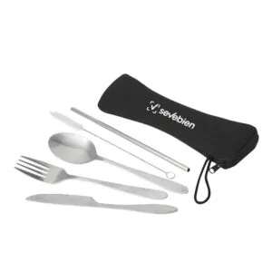 Set de cubiertos PLAT promocional con grabado de logo para empresas Chile