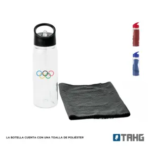 Botella deportiva Nereus 800 ml en RPET con toalla incluida — para regalo empresarial personalizado