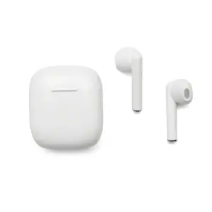 Par de auriculares Bluetooth inalámbricos con estuche de carga compacto con indicadores LED y botones táctiles