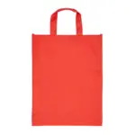 Bolsa de tela no tejida con asas, vista frontal, formato rectangular de pie