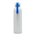 Botella deportiva de aluminio con tapa y banda colgante de silicona