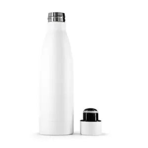 Botella de acero inoxidable de doble pared con tapa combinada en PP y silicona, acabado exterior esmaltado liso