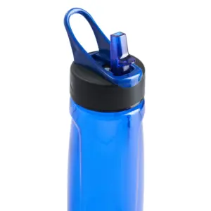 Botella reutilizable de plástico con tapa a rosca, boquilla y agarre lateral