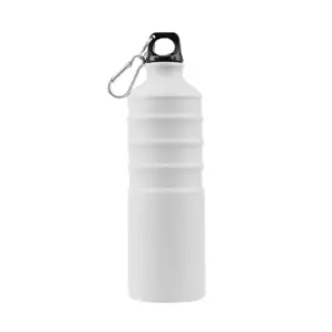 Botella de aluminio con tapa rosca de PP y silicona con agarre lateral, cuerpo cilíndrico liso
