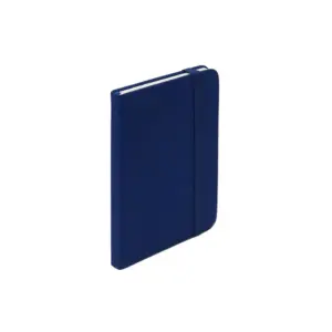 Cuaderno de tapa dura de PU en formato A6 con cinta marcadora visible en el lomo