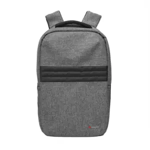 Mochila de poliéster con respaldo acolchado, correas, bolsillo frontal con cierre y elásticos laterales