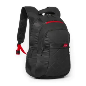 Mochila con compartimento principal acolchado, bolsillo frontal con organizador, bolsillo superior de fieltro y dos bolsillos laterales con cremallera